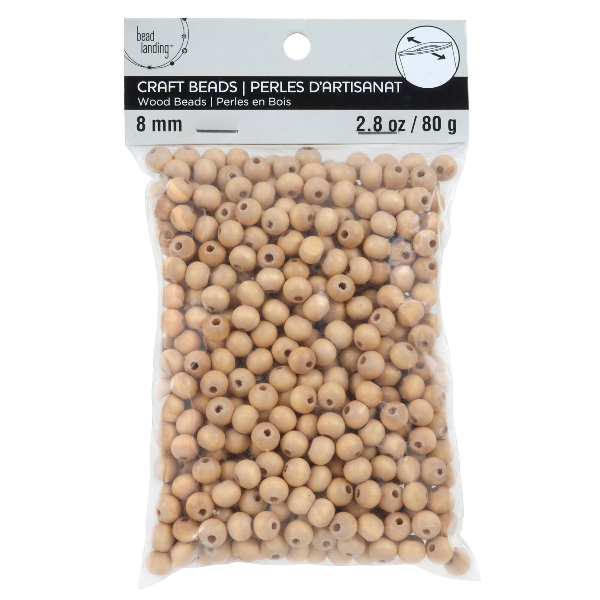 8mm Natural Wood Round Craft Beads by Bead Landing™